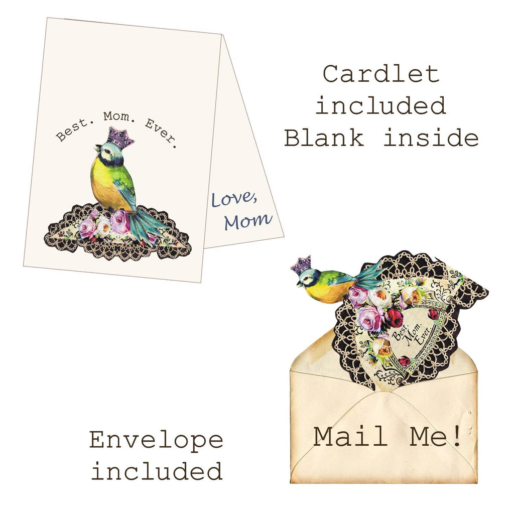 Greeting Card with Tiara, Best Mom Ever, Songbird
