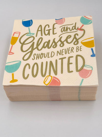 Age and Glasses Should Never Be Counted Cocktail Napkins