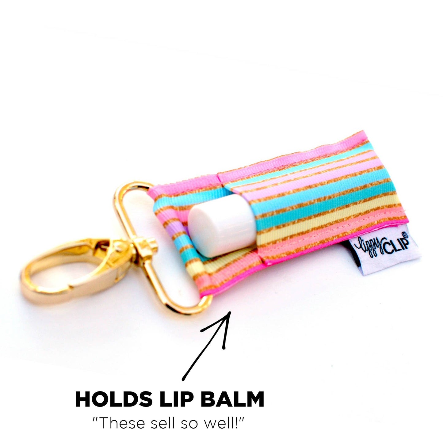 Pastel Gold Stripe LippyClip® Lip Balm Holder