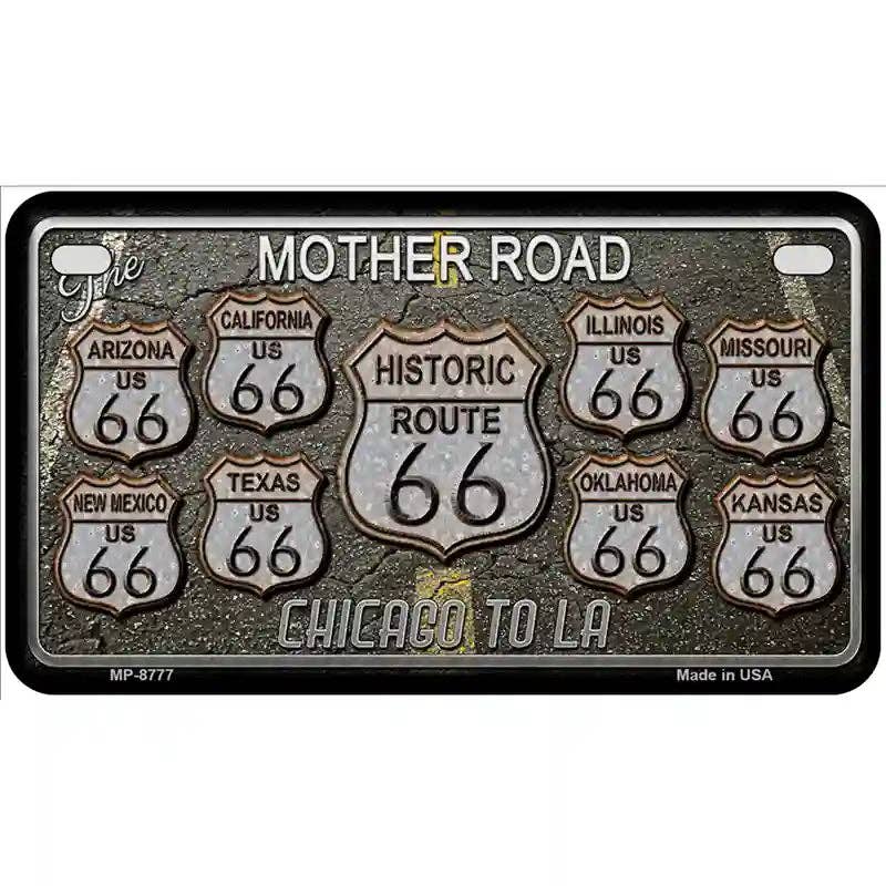 Route 66 Black Top Metal Novelty License Plate