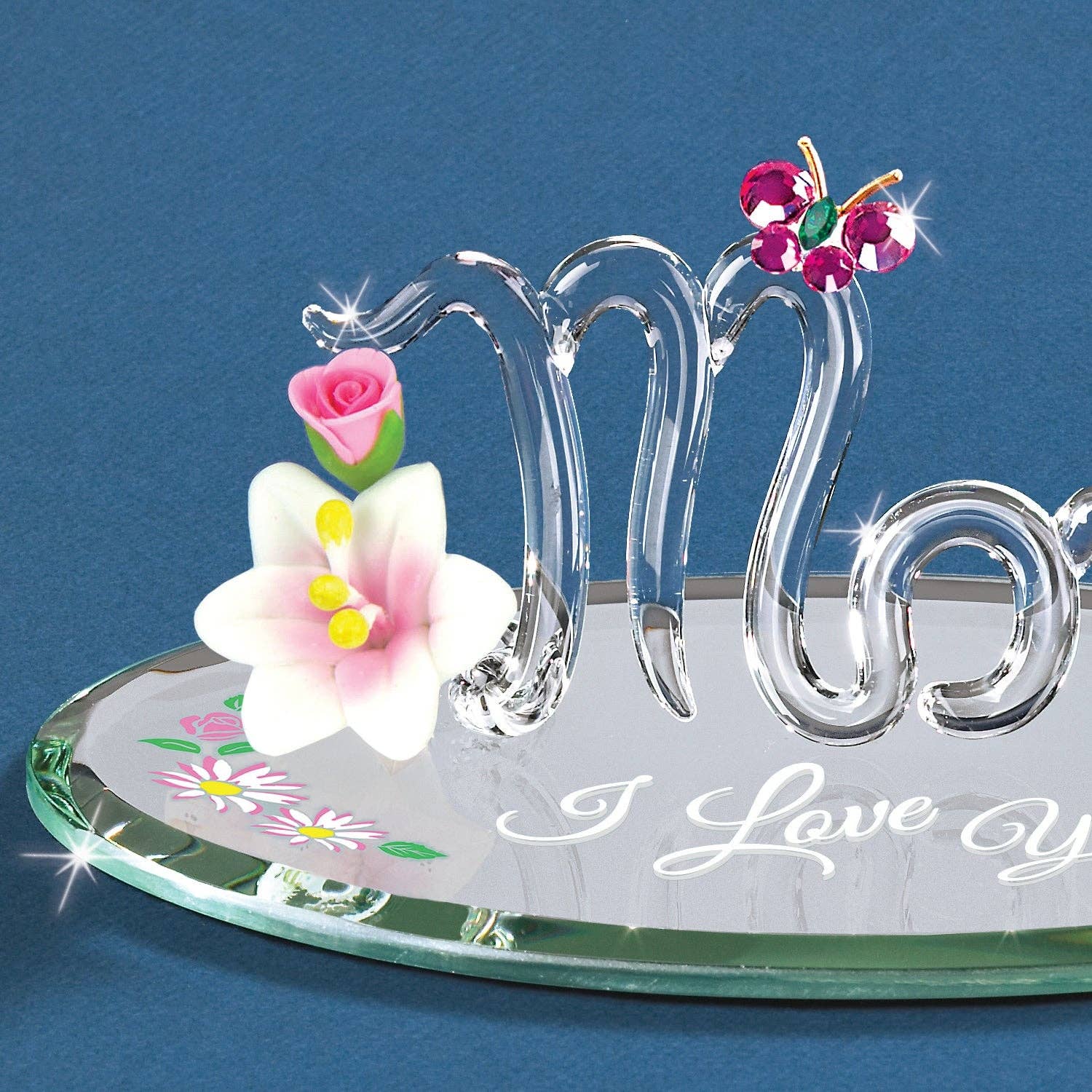 Mom "I Love You" Glass Figurine