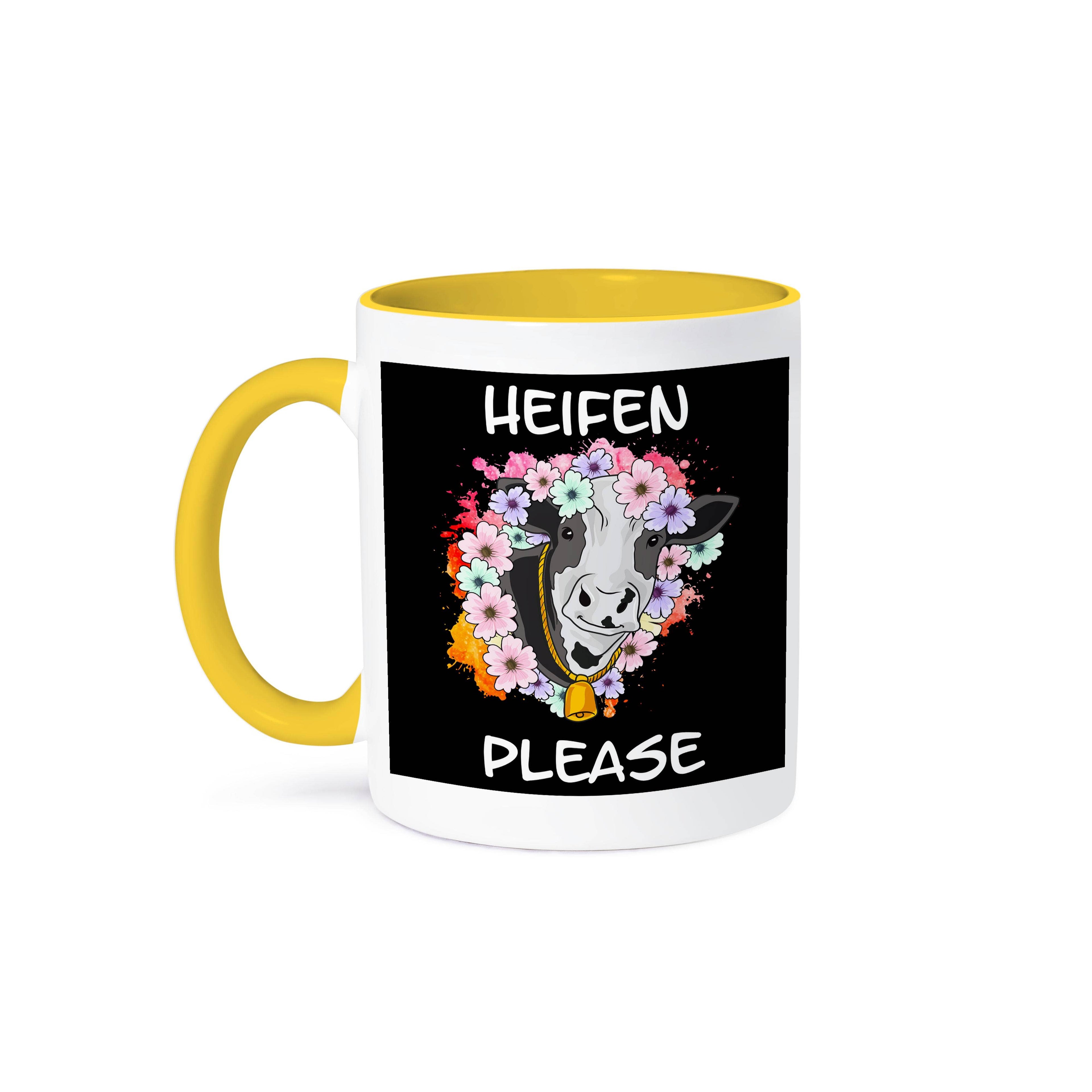 Heifer Please with Cow and Flowers Illustration Farm, Mug