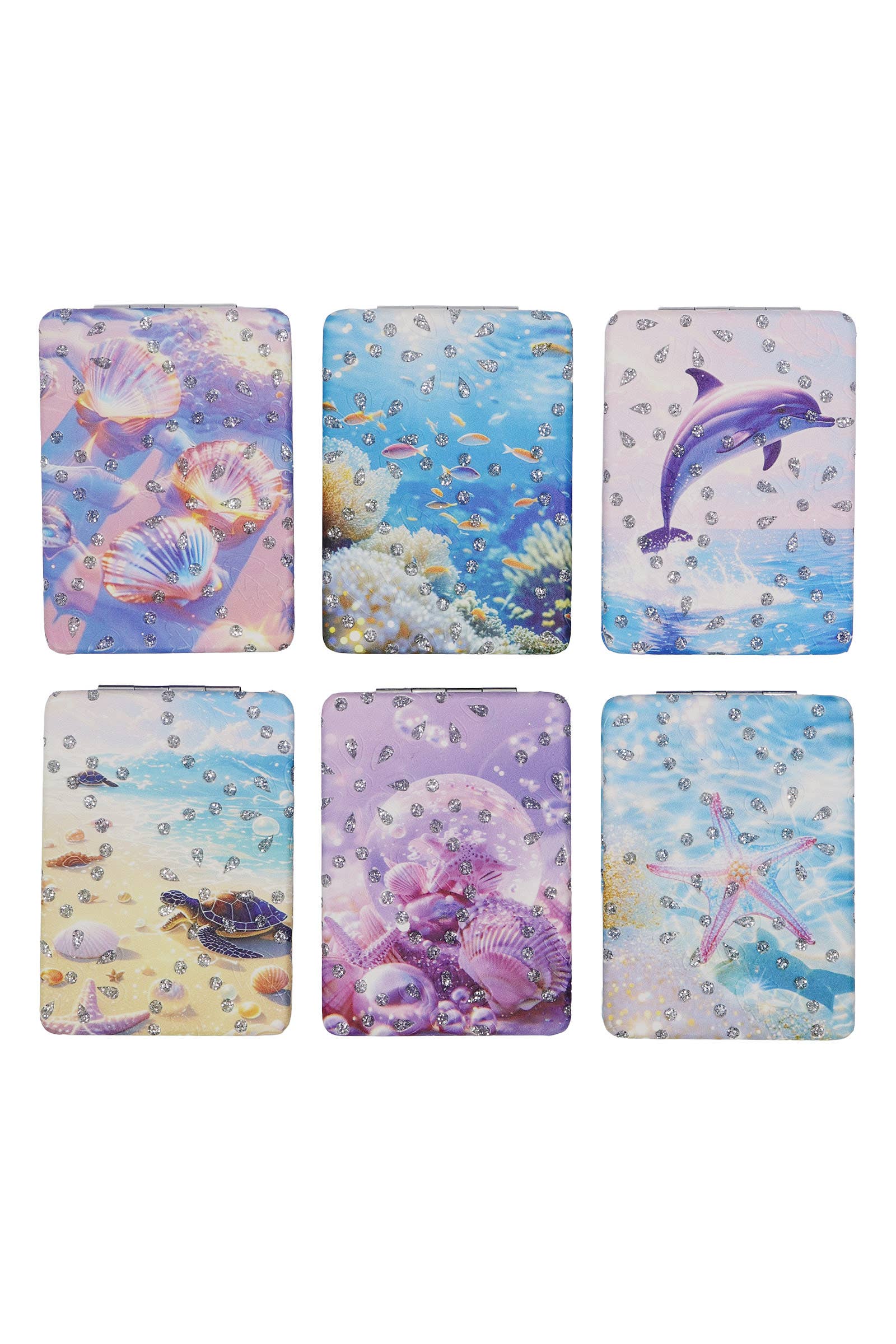 Marine Life Glitter Rectangular Compact Mirror