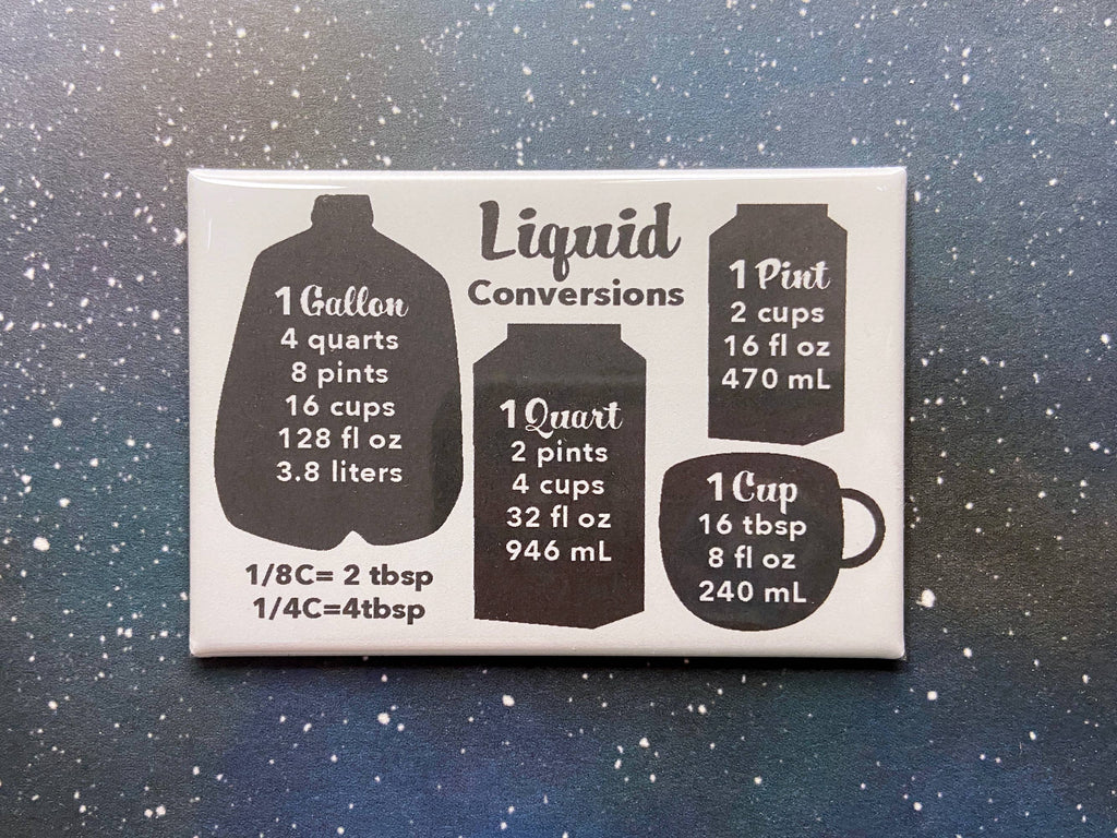 Liquid Conversions Chart Magnet