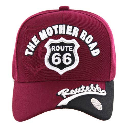 Route 66 The Mother Road Burgandy Hat