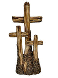 Triple Cross Tree Bark on a Hill Rustic Tabletop Cross