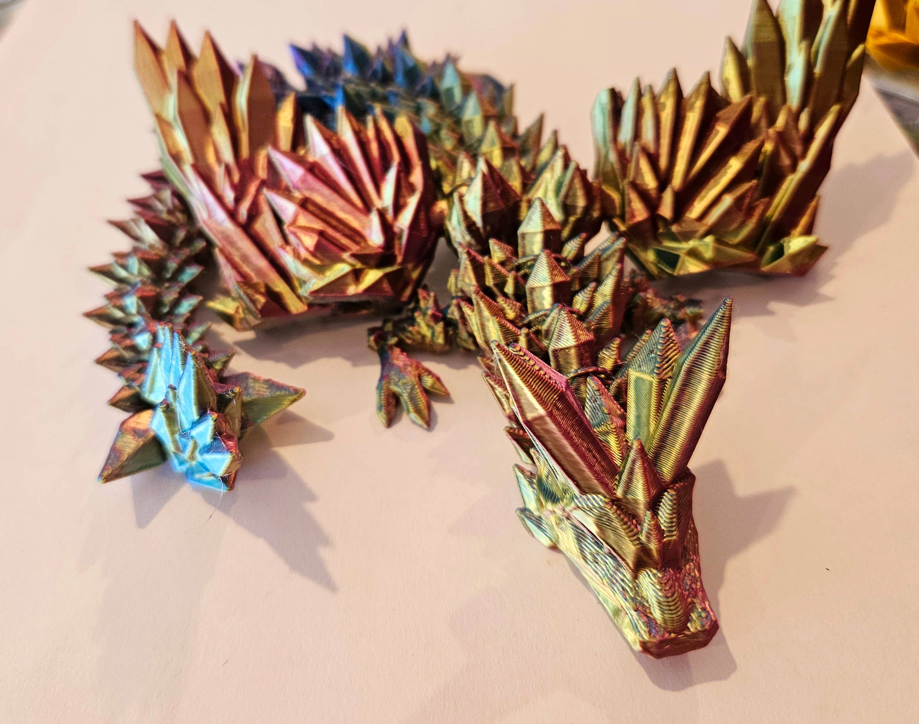 Metallic Rainbow Crystal Winged Dragon