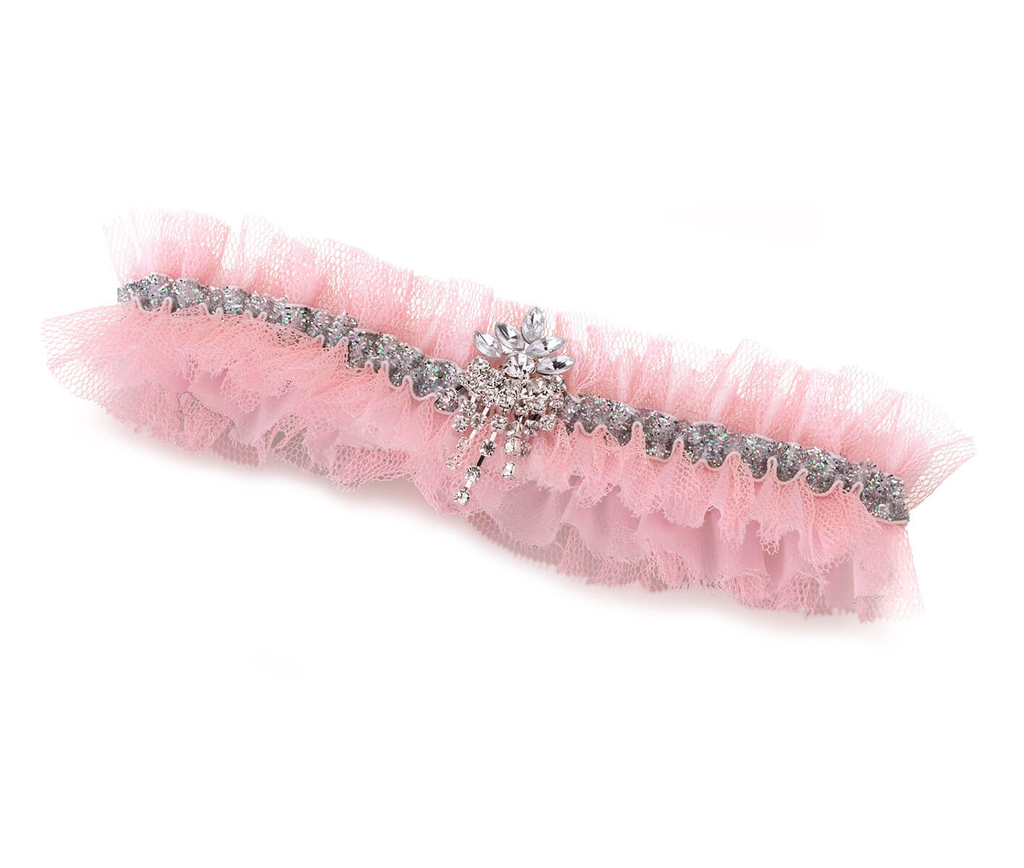 Glamorous Blush Rhinestone Tulle Garter