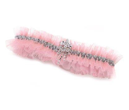 Glamorous Blush Rhinestone Tulle Garter