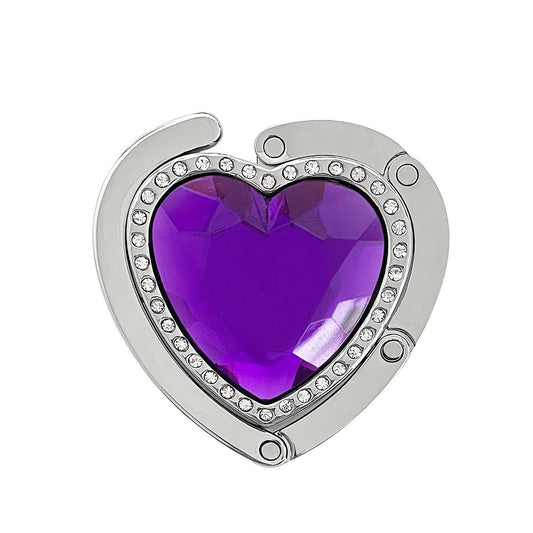 Wrapables Heart Shaped Purse Hook Hanger with Rhinestones: Purple