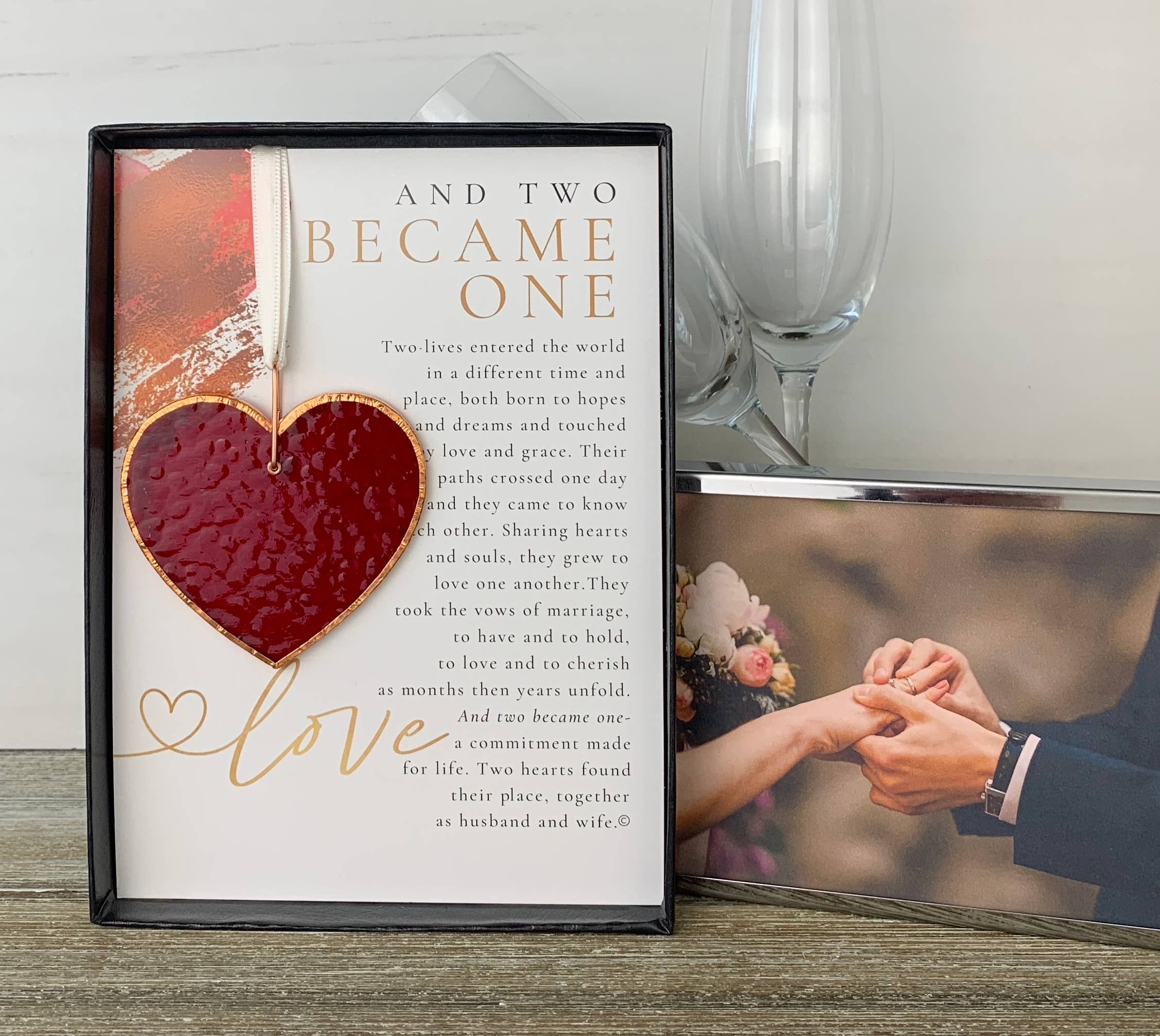 Two Became One Wedding Gift: Stained Glass Red Heart