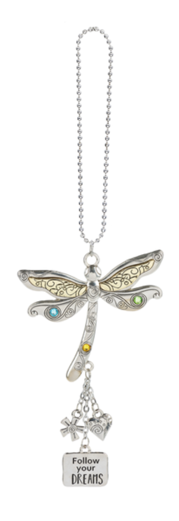 Dragonfly Silver and Gold Car Charm