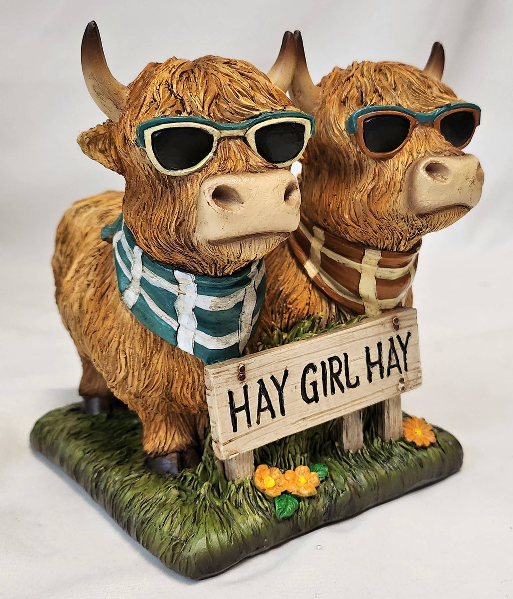 “Hay Girl Hay” Highland Cow Figurine