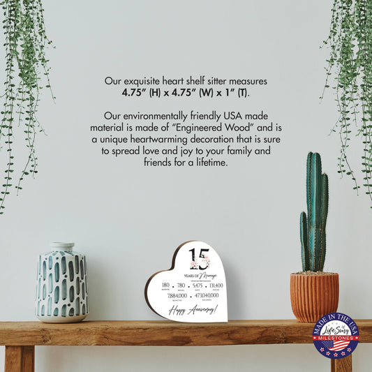 15 Years of Marriage Anniversary Heart Block Sign