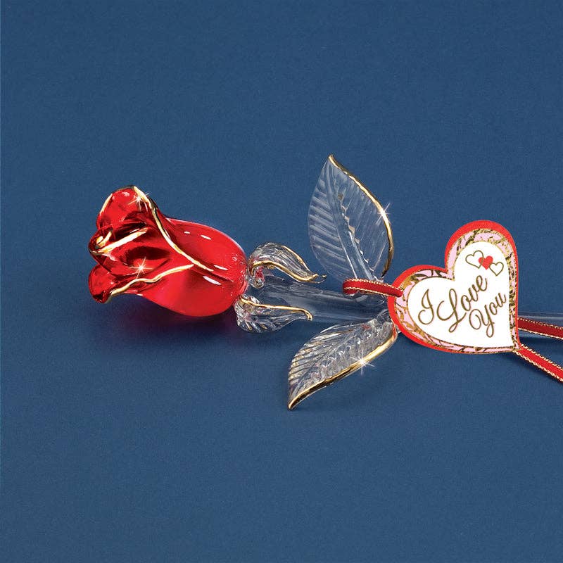 Red & Gold Glass Rose