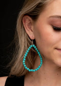 Turquoise Beaded Hoop Earrings on Hook