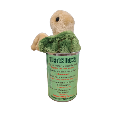 Canned Sea Turtle Stuffed Animal Plush w/Jokes | Unique Gift: Pop Top Lid