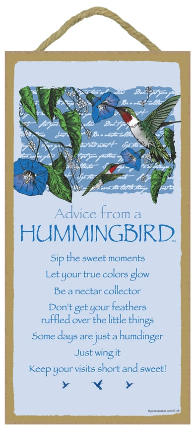Advice from a Hummingbird Wood Sign