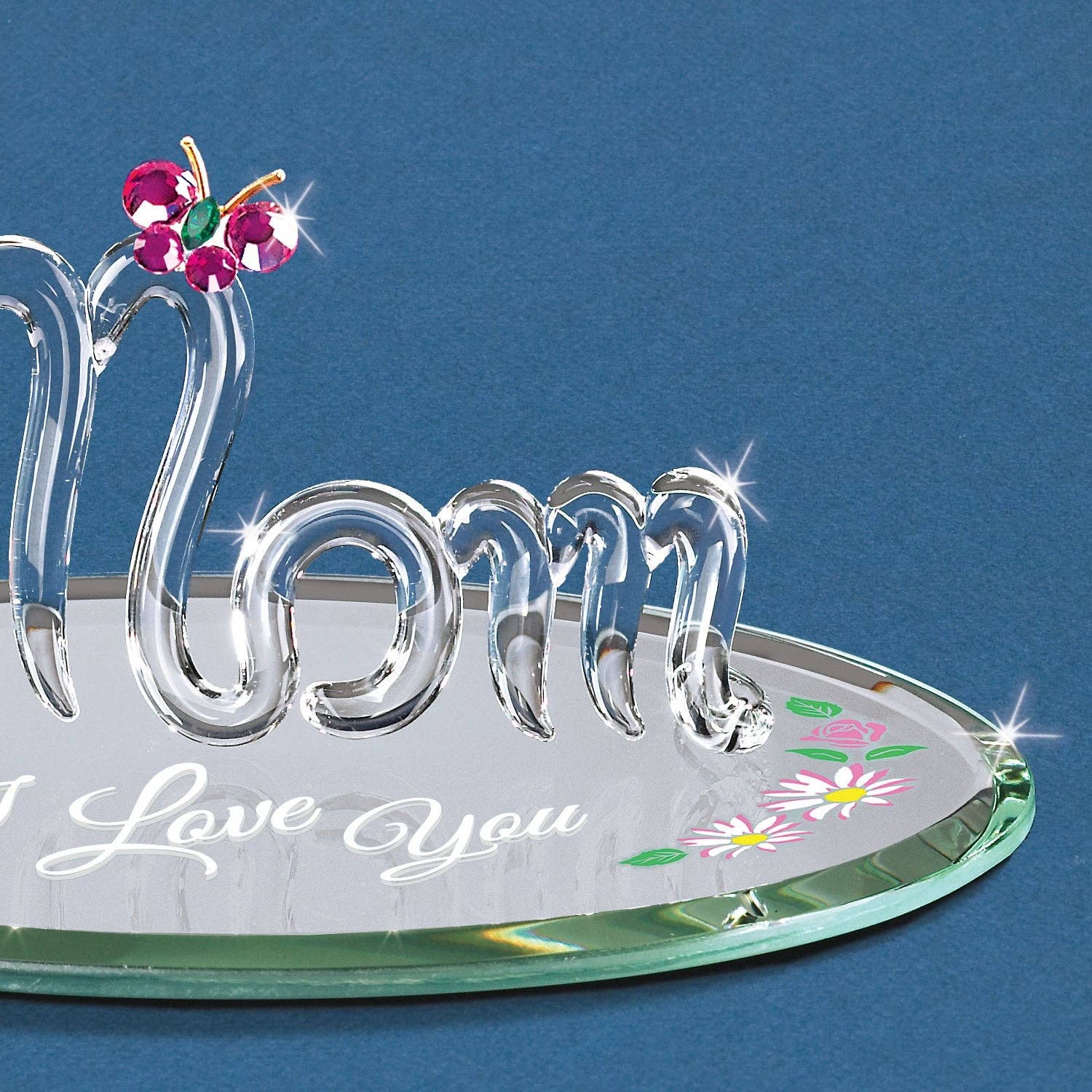 Mom "I Love You" Glass Figurine