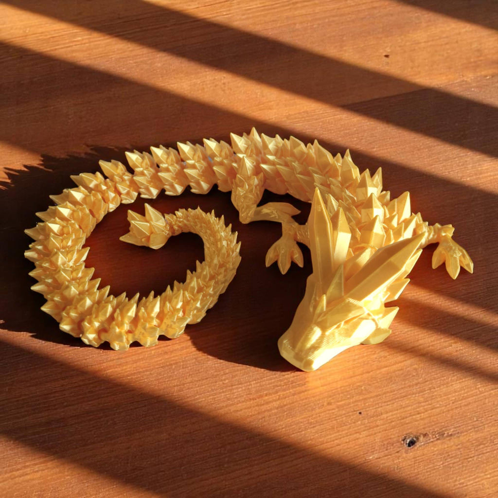 3D Printed Articulated Crystal Dragon: Tri-Color Red Blue Green / 12 inch