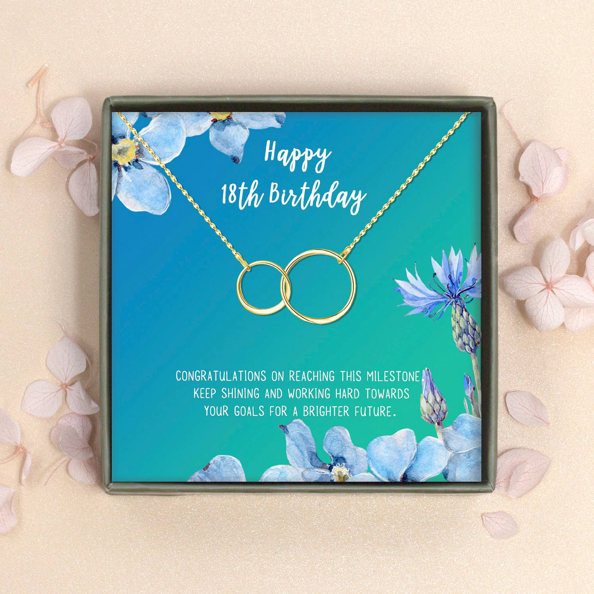 Women's Happy 18th Birthday Ring Necklace/Silver