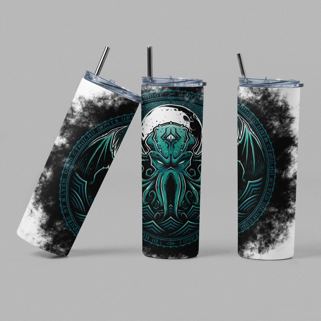 Cthulhu Cryptid Horror Monster Blue Glow Tumbler
