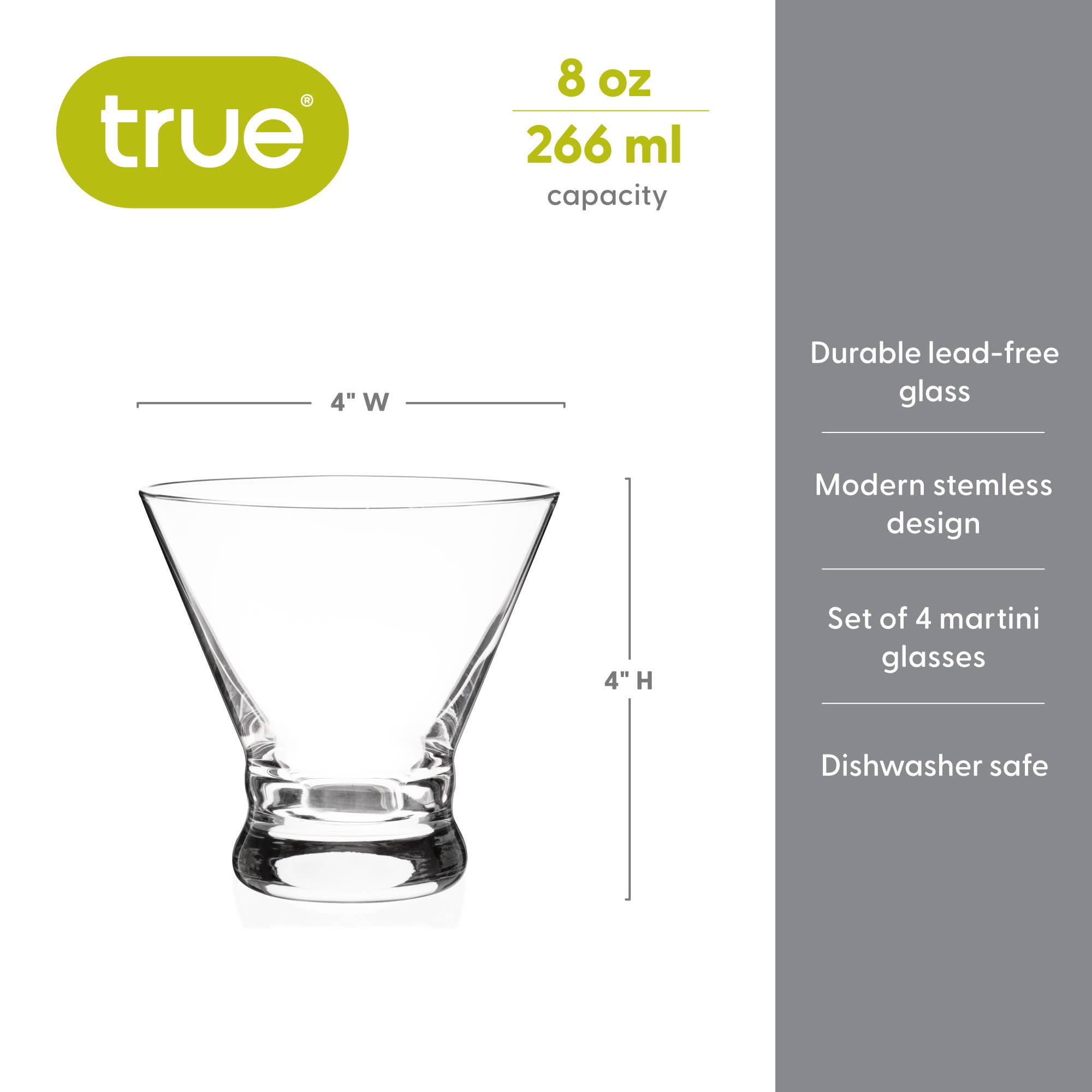 Stemless Martini Glasses Set/4