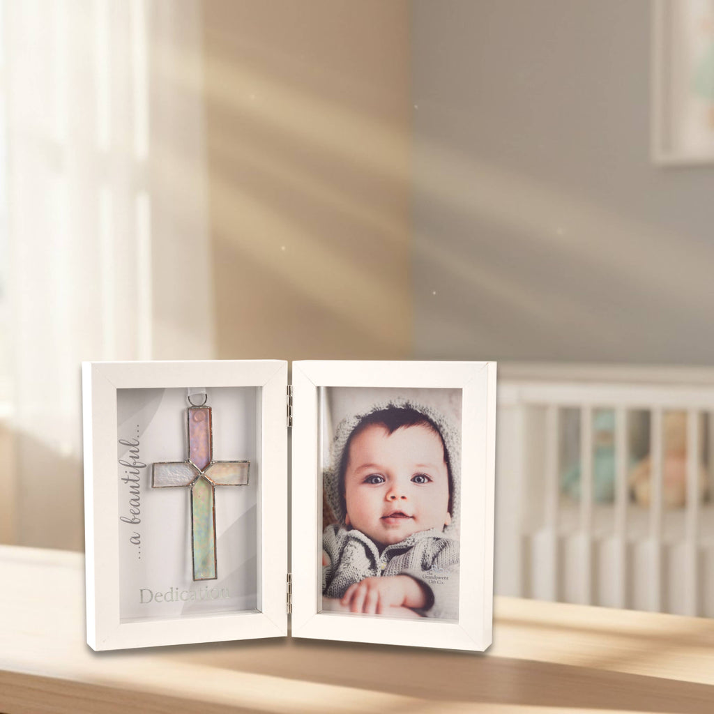 Baby Dedication Cross Keepsake Frame Shadow Box