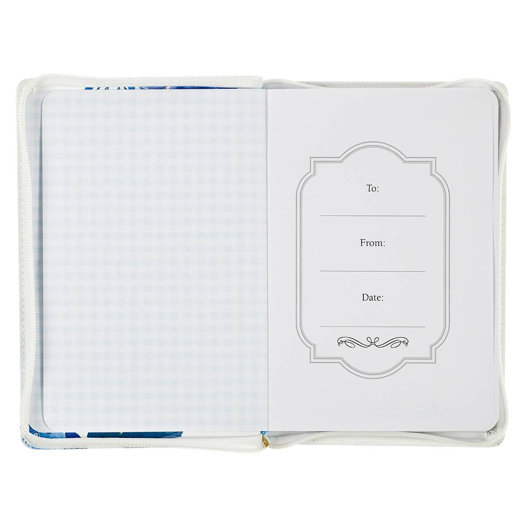 The Lord is my Strength Blue Floral Faux Leather Journal