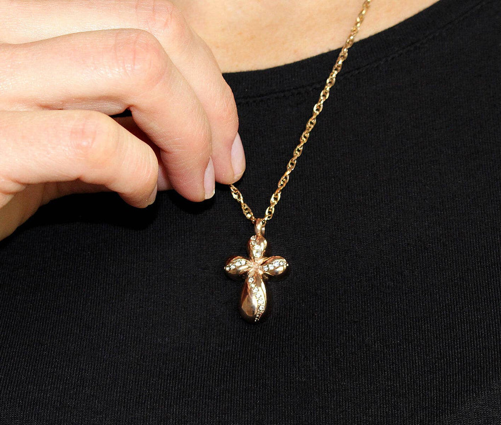 Memorial Jewelry Rose Gold Cross Necklace