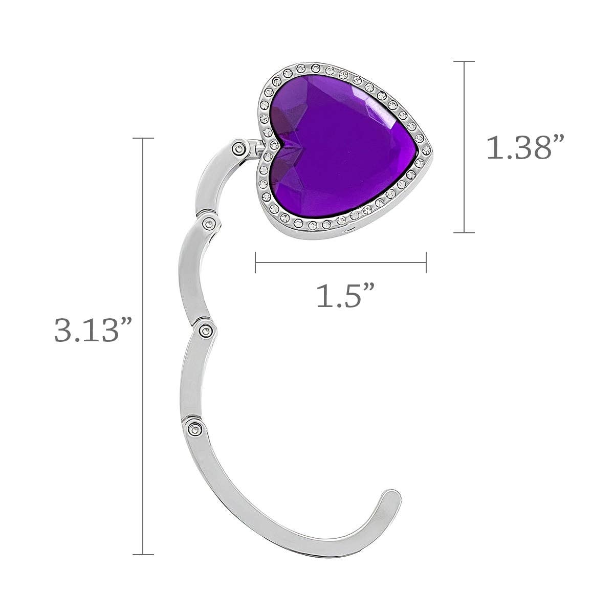 Wrapables Heart Shaped Purse Hook Hanger with Rhinestones: Purple