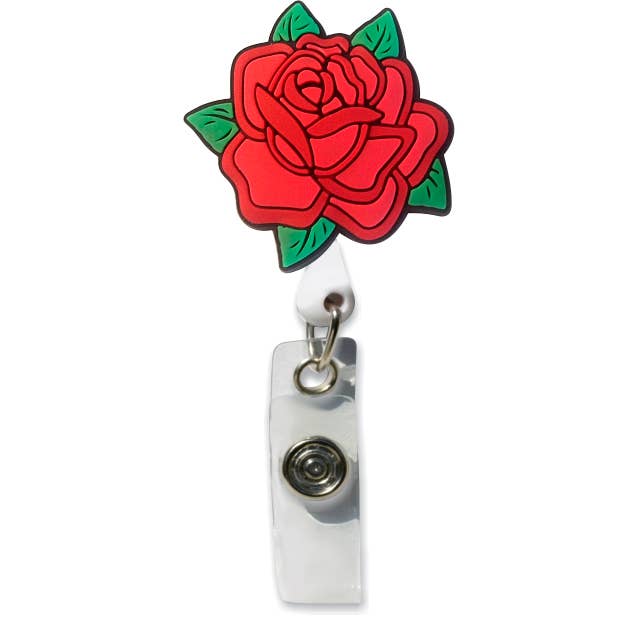 Red Rose Rubber Badge Holder