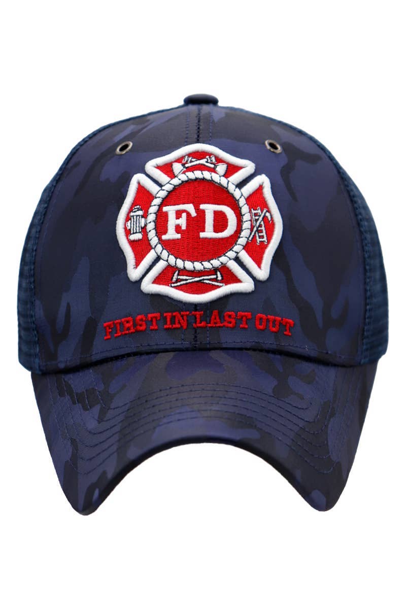 Fire Department Camo Mesh Trucker Hat: BLACK CAMO / ONE SIZE