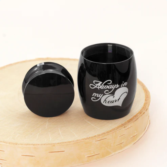 Always in my Heart Mini Urn -Cremation Ashes Holder Keepsak: Black