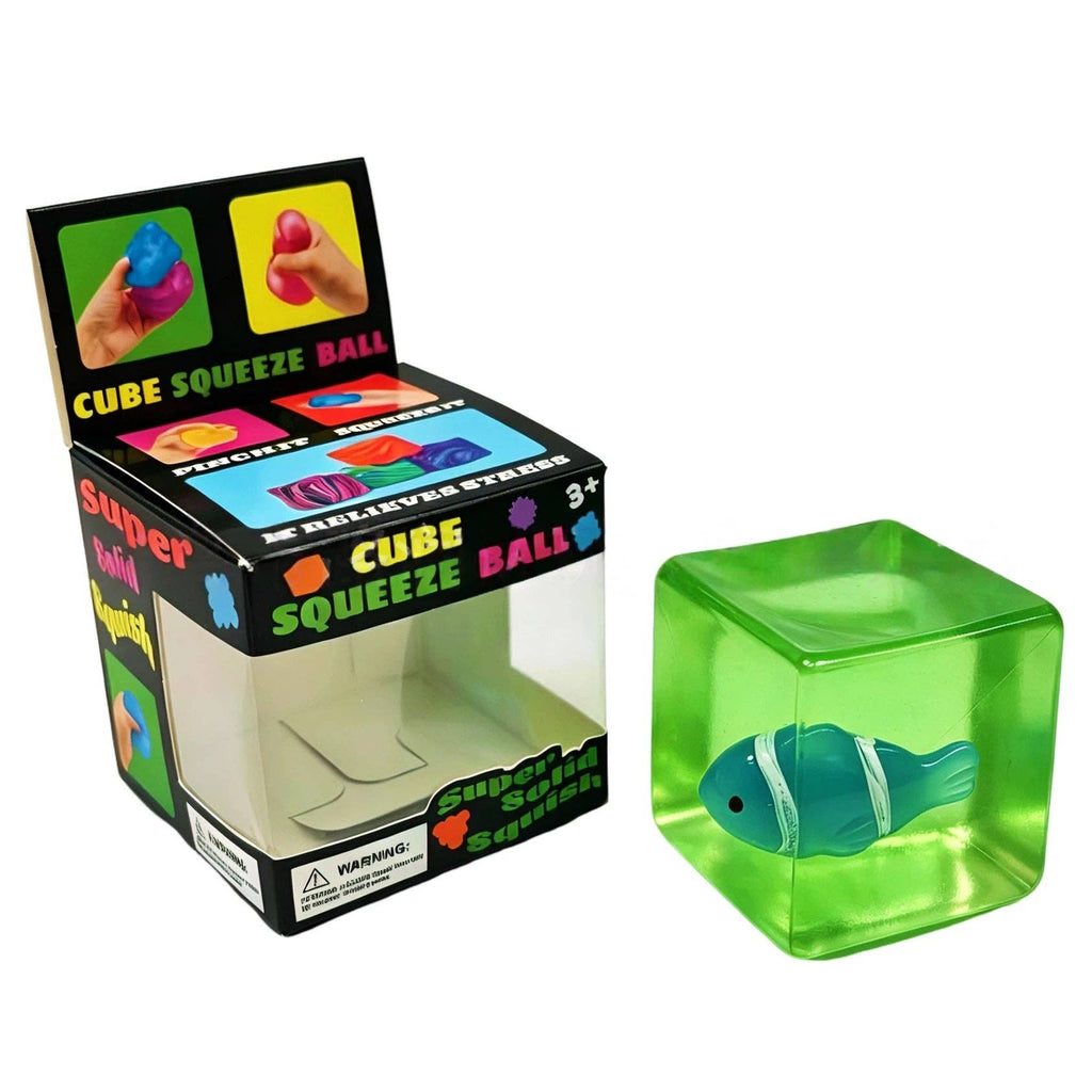 Glow-in-the-Dark Clownfish Ice Cube Squishy Slow Rising Stress Toy: Green