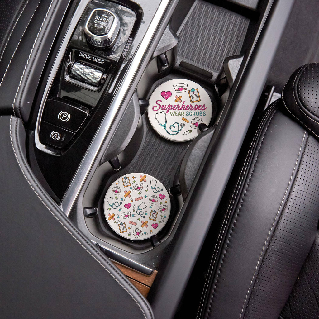 Superheroes Wear Scrubs Car Coasters