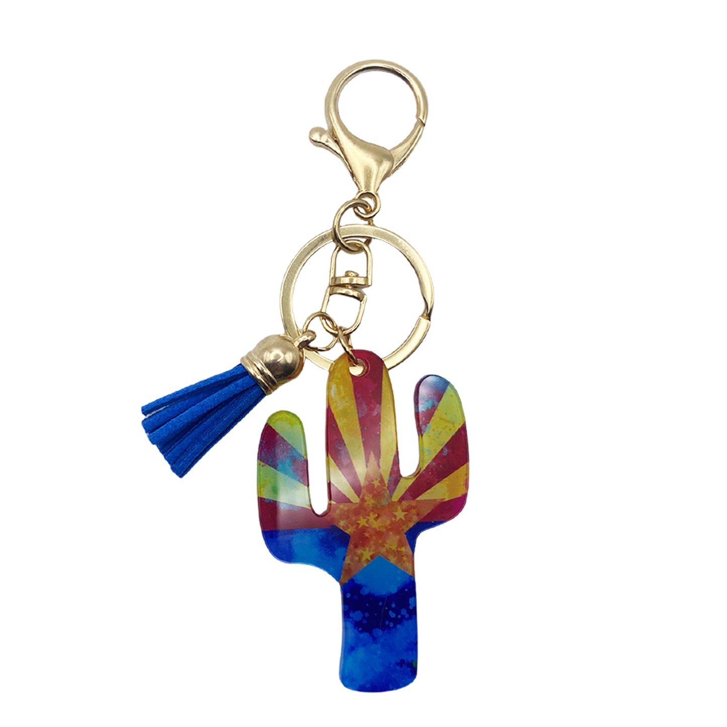 Arizona Flag Acrylic Cactus Bag Charm