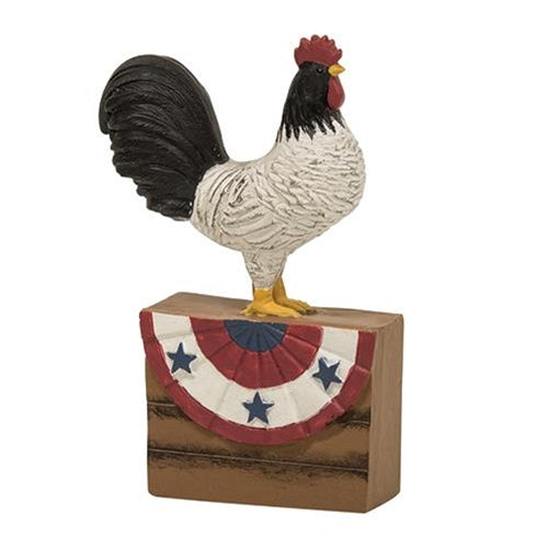 Resin Rooster on Americana Box Shelf