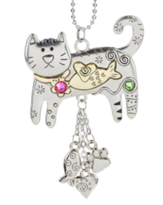 Cat Silver and Gold Car Charm