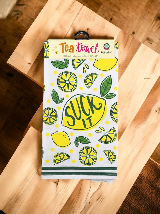 Suck It Lemon Tea Towel