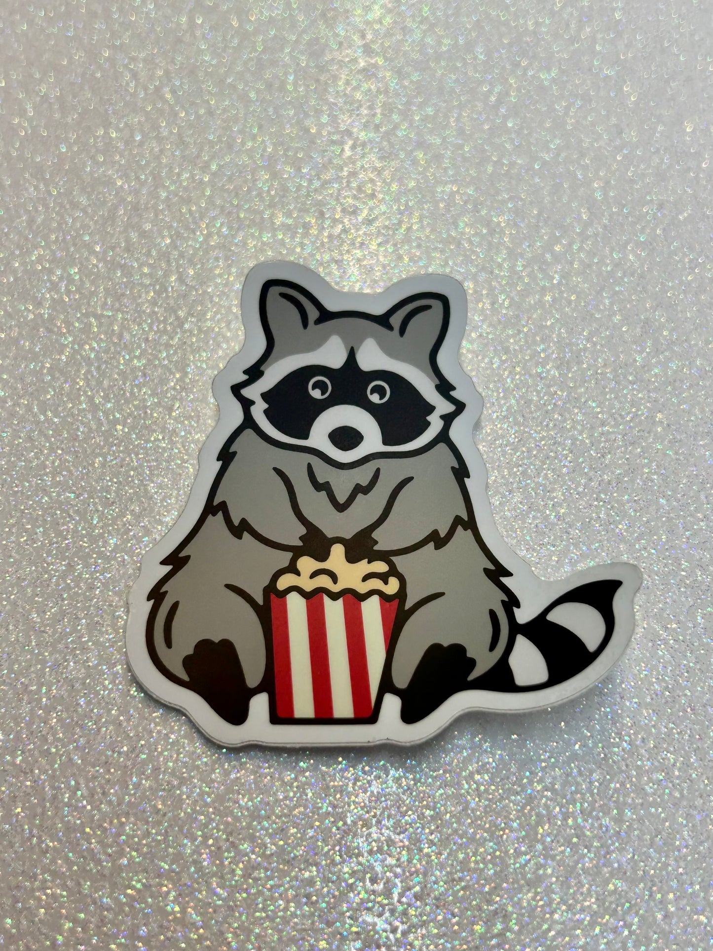 Raccoon With Popcorn Sticker