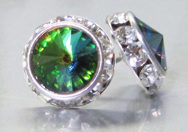 Green Rhinestone VM Rivoli Earrings
