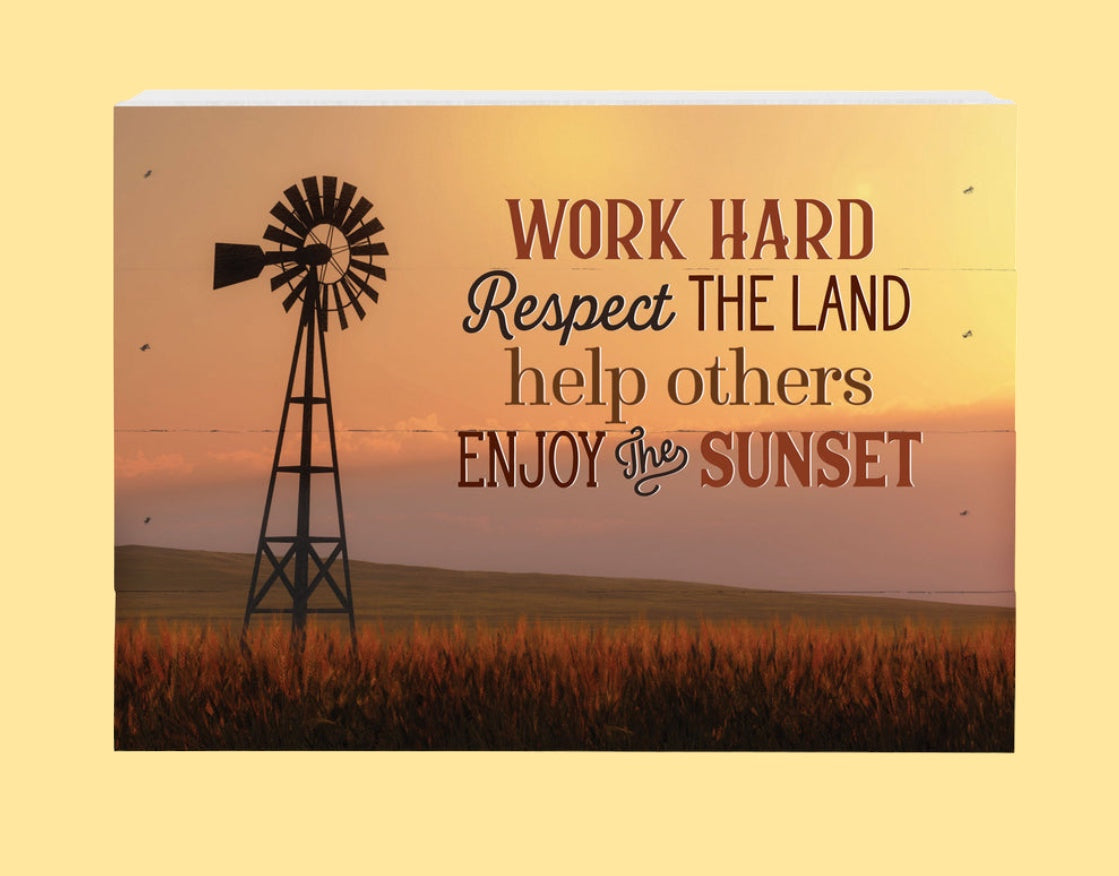 Work Hard Respect The Land..Pallet Decor