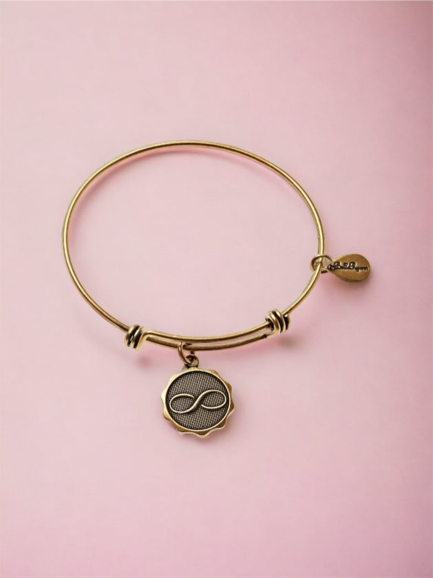 Infinity Sign Gold Expandable Bangle Charm Bracelet