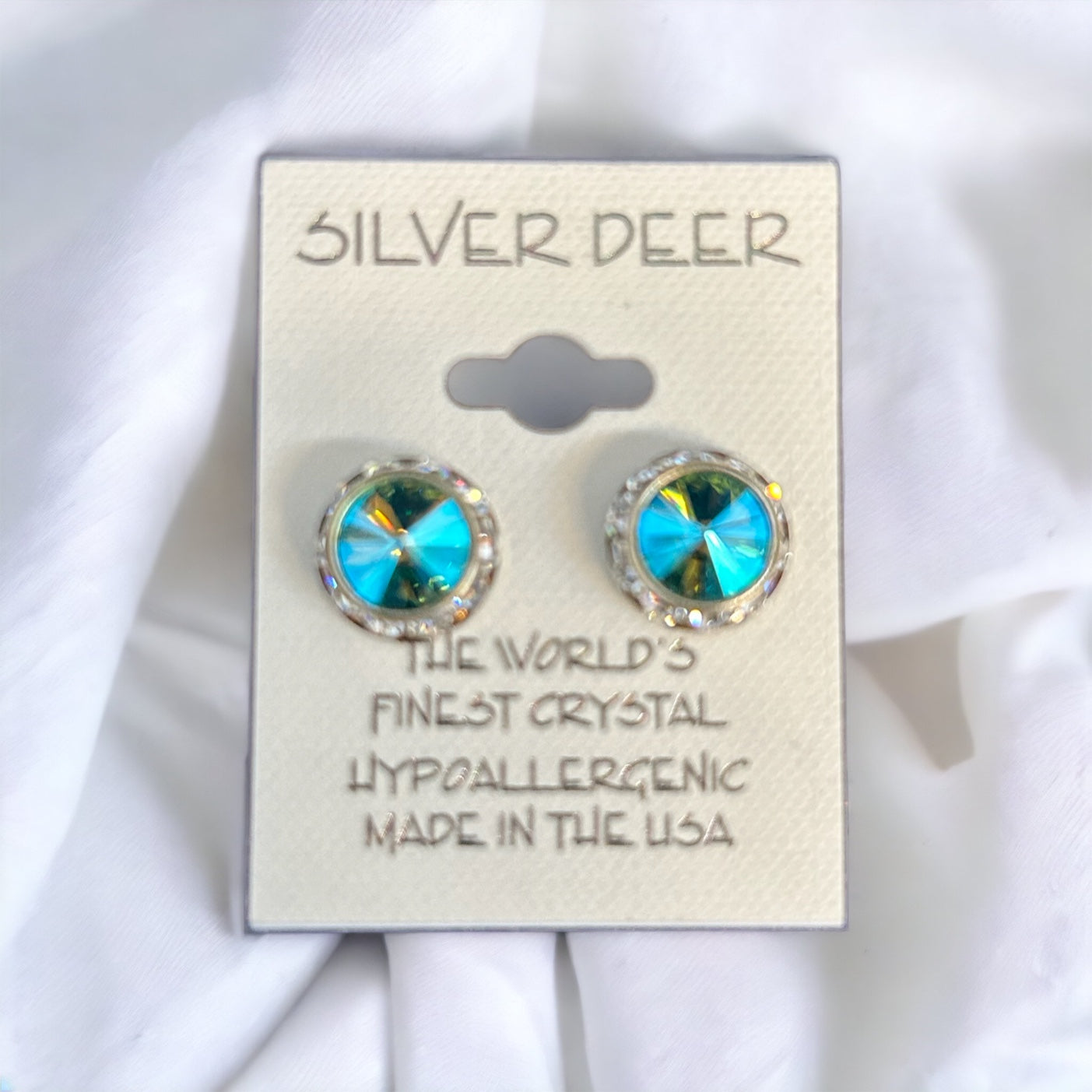 Aqua Aura Rhinestone Rivoli Earrings