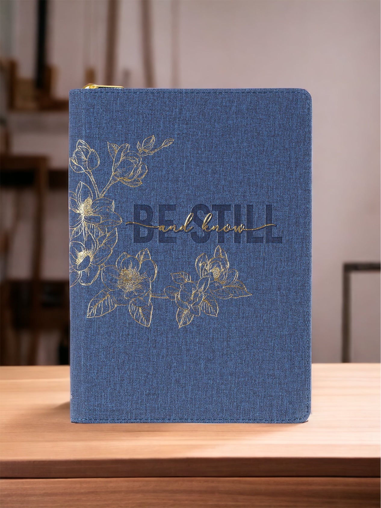 Be Still Blue Denim Faux Leather Journal