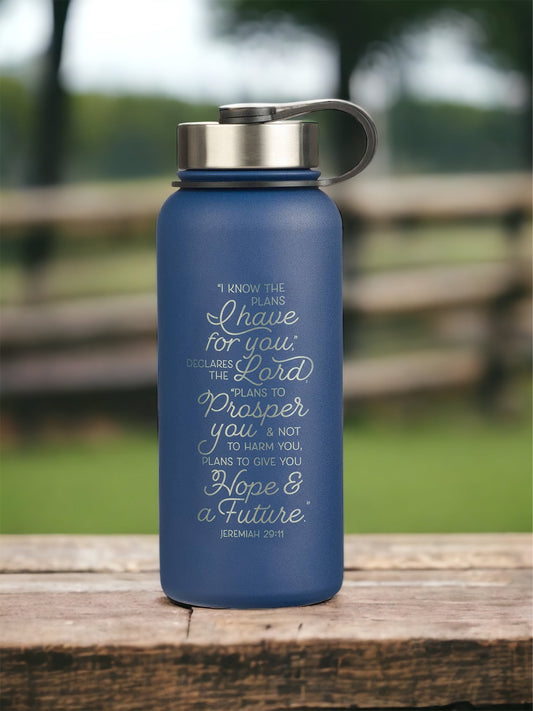 I Know the Plans... Blue Stainless Steel Water Bottle