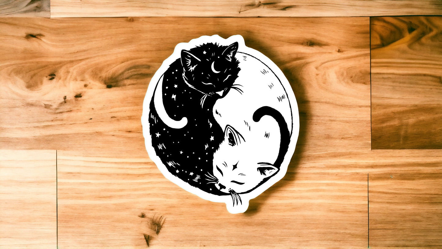 Yin and Yang Cat Sticker