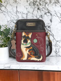 German Shepherd Cellphone Crossbody Maroon