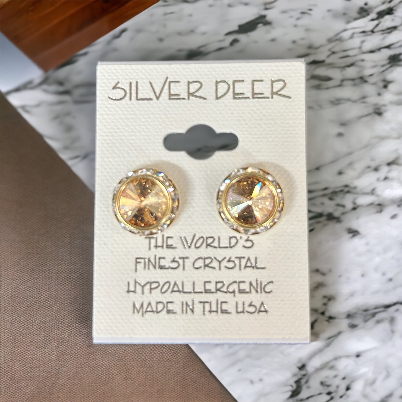 Golden Shadow Rhinestone Rivoli Earrings